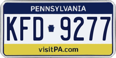 PA license plate KFD9277