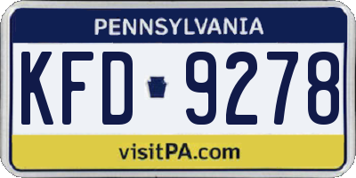 PA license plate KFD9278