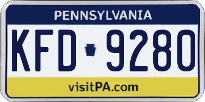 PA license plate KFD9280