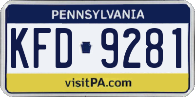 PA license plate KFD9281