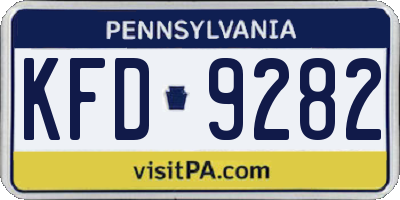 PA license plate KFD9282