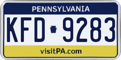 PA license plate KFD9283