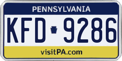 PA license plate KFD9286