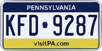 PA license plate KFD9287