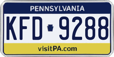 PA license plate KFD9288