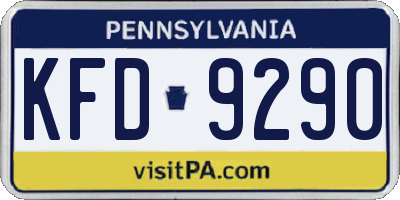 PA license plate KFD9290