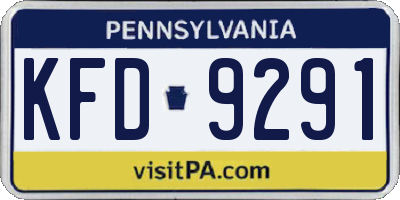PA license plate KFD9291