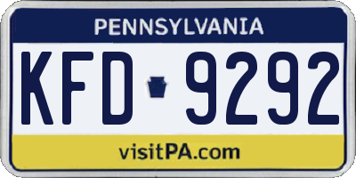 PA license plate KFD9292
