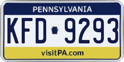 PA license plate KFD9293