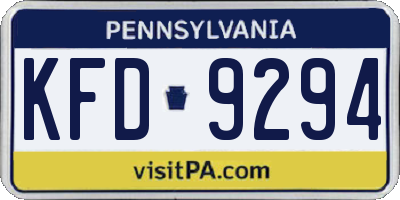 PA license plate KFD9294