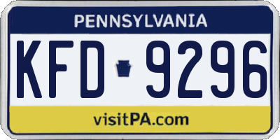PA license plate KFD9296