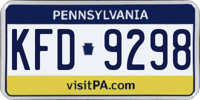 PA license plate KFD9298