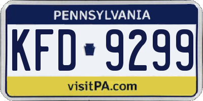 PA license plate KFD9299