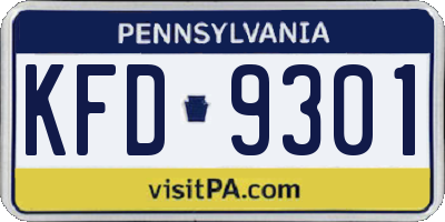 PA license plate KFD9301