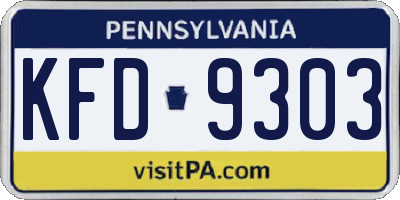 PA license plate KFD9303