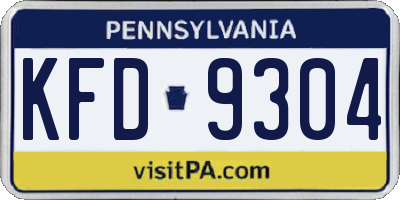 PA license plate KFD9304