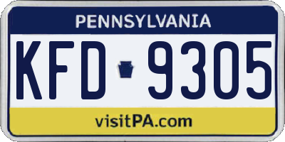 PA license plate KFD9305