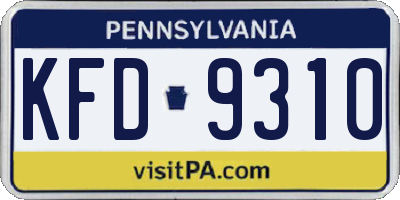 PA license plate KFD9310