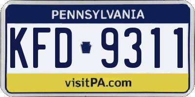 PA license plate KFD9311