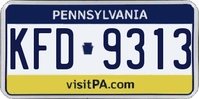 PA license plate KFD9313