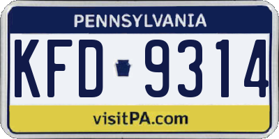 PA license plate KFD9314
