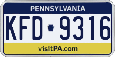 PA license plate KFD9316