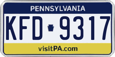 PA license plate KFD9317