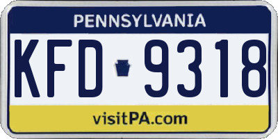 PA license plate KFD9318