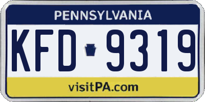 PA license plate KFD9319