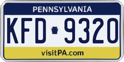 PA license plate KFD9320