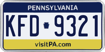 PA license plate KFD9321