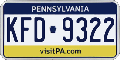 PA license plate KFD9322