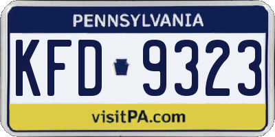 PA license plate KFD9323