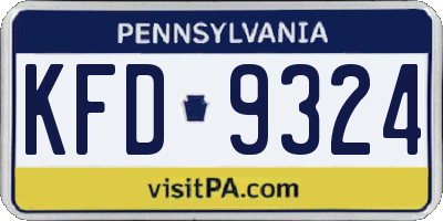 PA license plate KFD9324