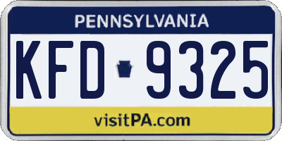 PA license plate KFD9325