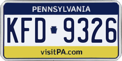 PA license plate KFD9326
