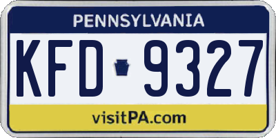 PA license plate KFD9327