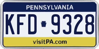 PA license plate KFD9328
