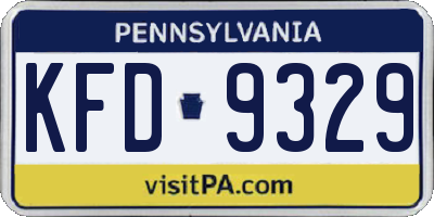 PA license plate KFD9329