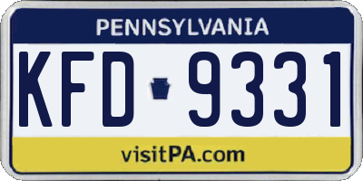 PA license plate KFD9331
