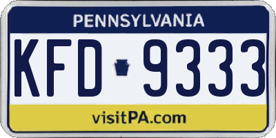 PA license plate KFD9333