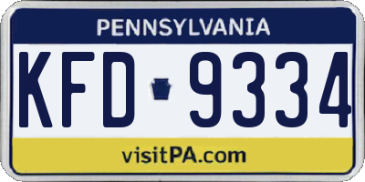PA license plate KFD9334