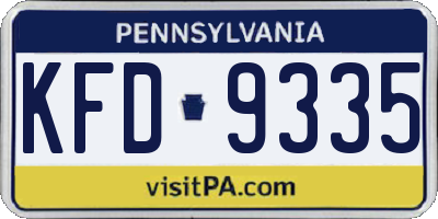 PA license plate KFD9335