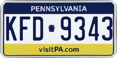 PA license plate KFD9343