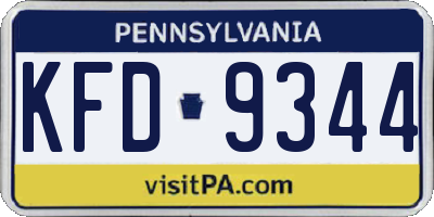 PA license plate KFD9344