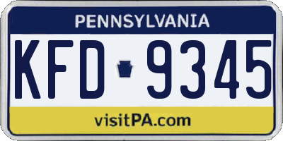 PA license plate KFD9345