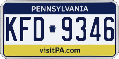 PA license plate KFD9346