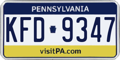 PA license plate KFD9347