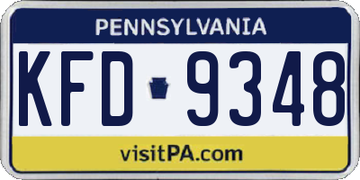 PA license plate KFD9348