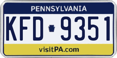 PA license plate KFD9351